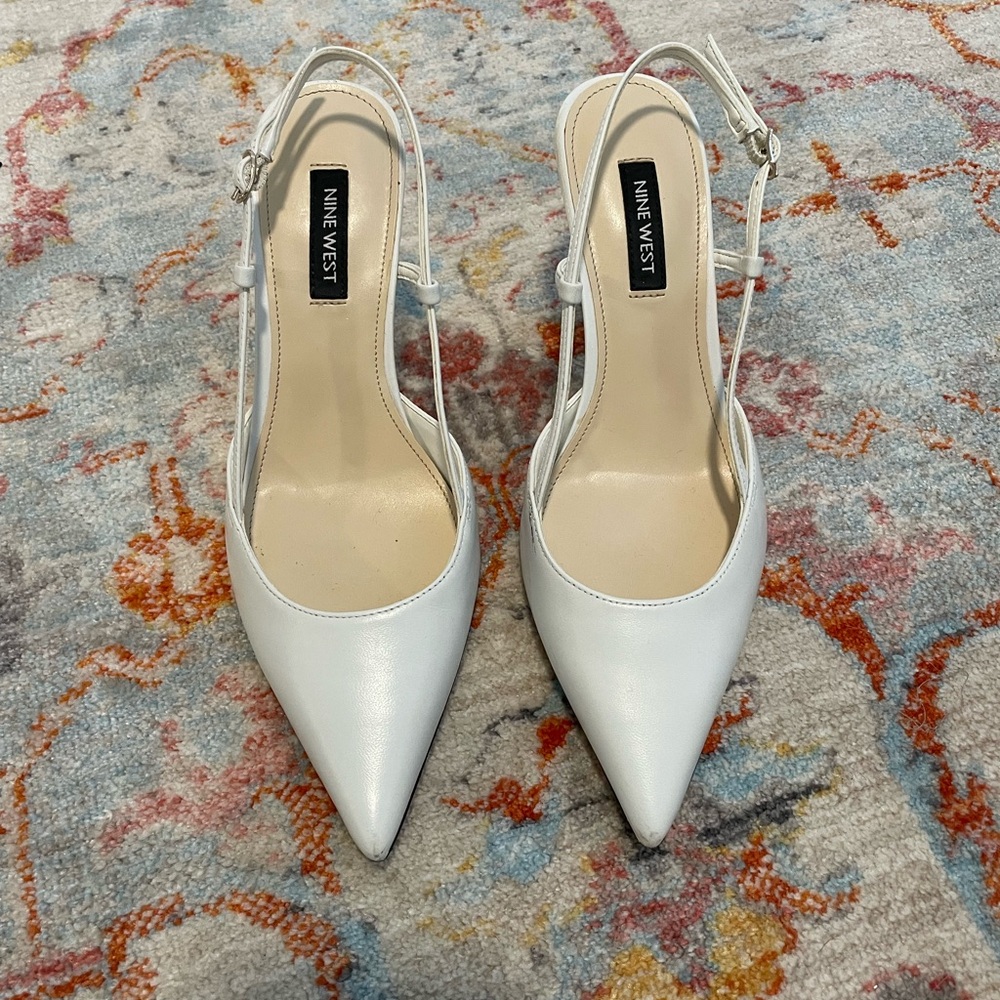Nine West White Strappy Heels